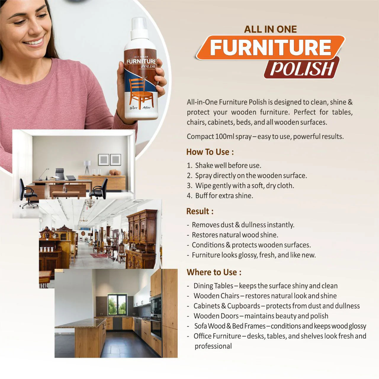 Noviq™️ Natural Beeswax Spray Furniture Polish and Cleaner Spray (BUY 1 GET 3 FREE)